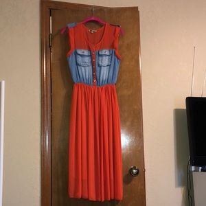 Magic Orange and Blue jean Dress